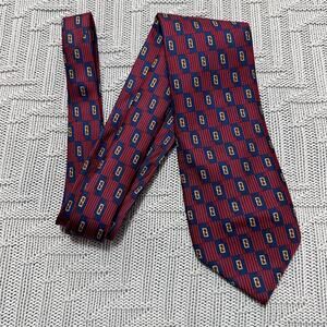 Vintage Fendi red monogram geometric silk tie